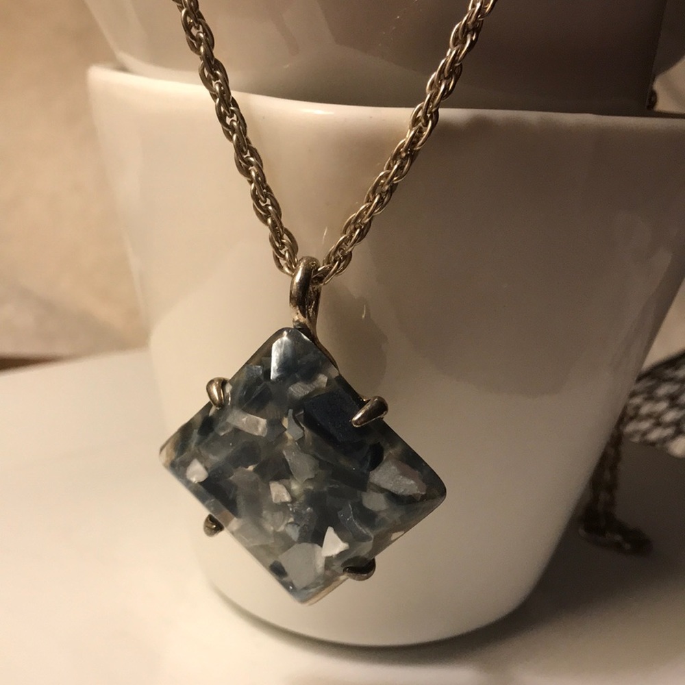 Slate blue diamond shaped necklace